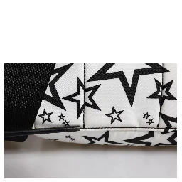 White DG Stars Print Nylon School Backpack Bag