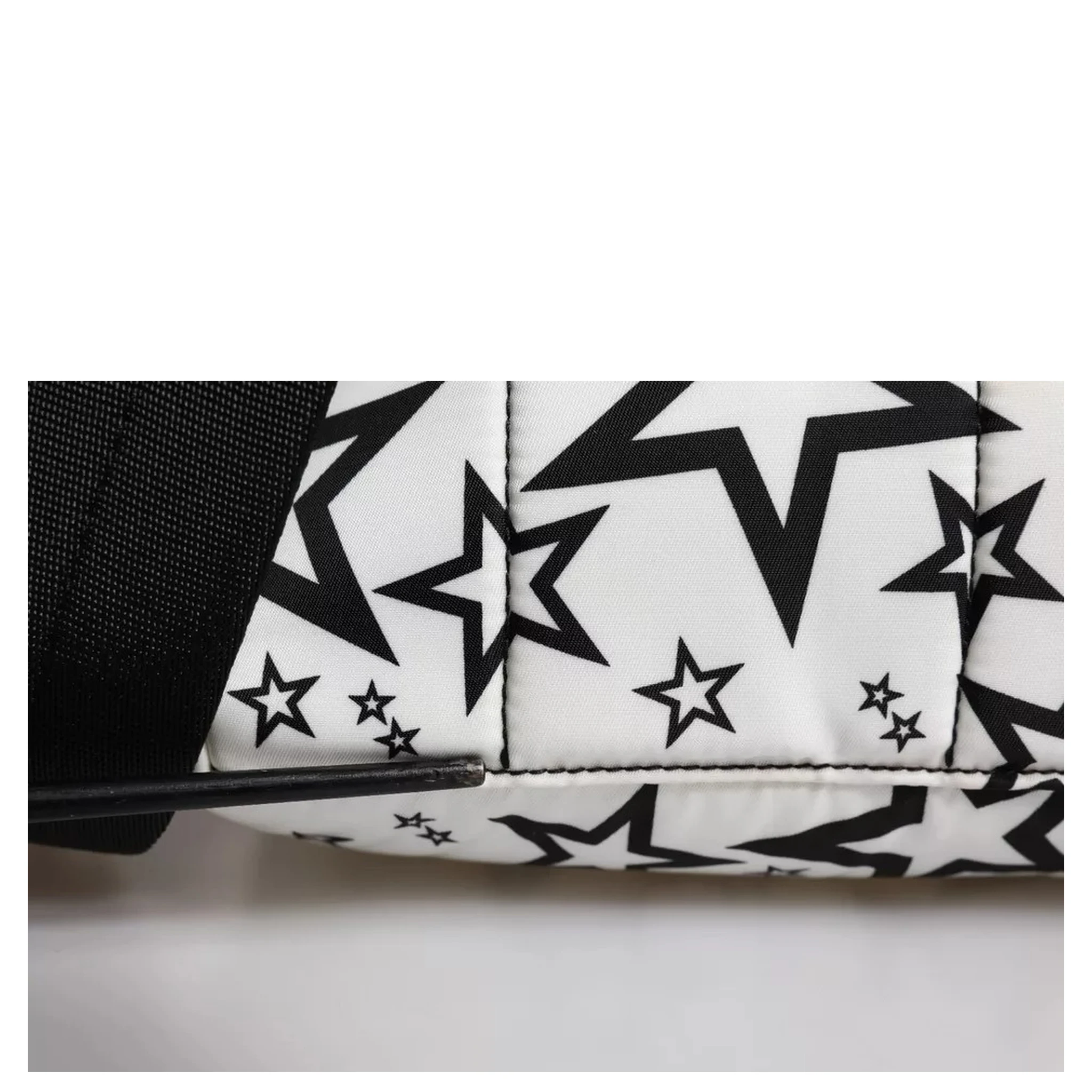 White DG Stars Print Nylon School Backpack Bag