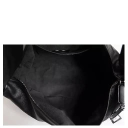 Black Leather Logo Plaque Shoulder Bag