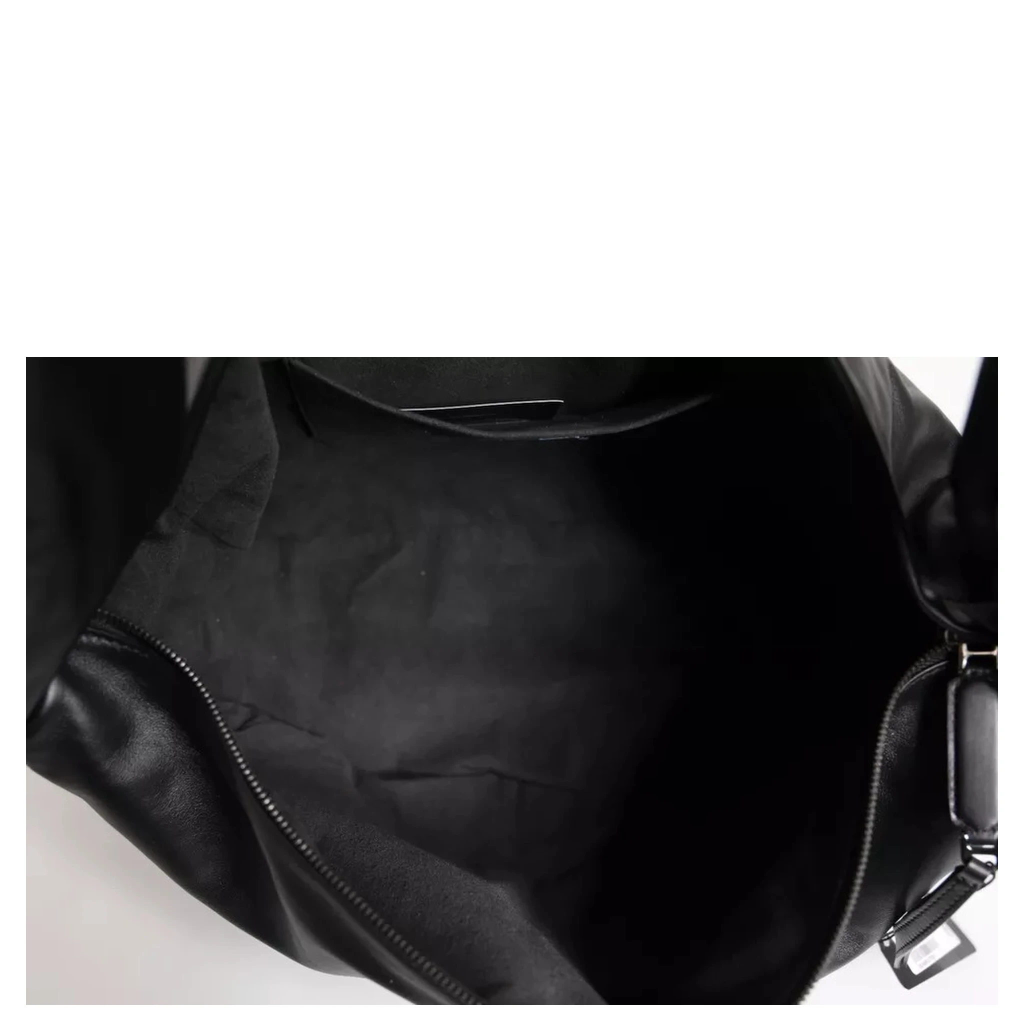 Black Leather Logo Plaque Shoulder Bag