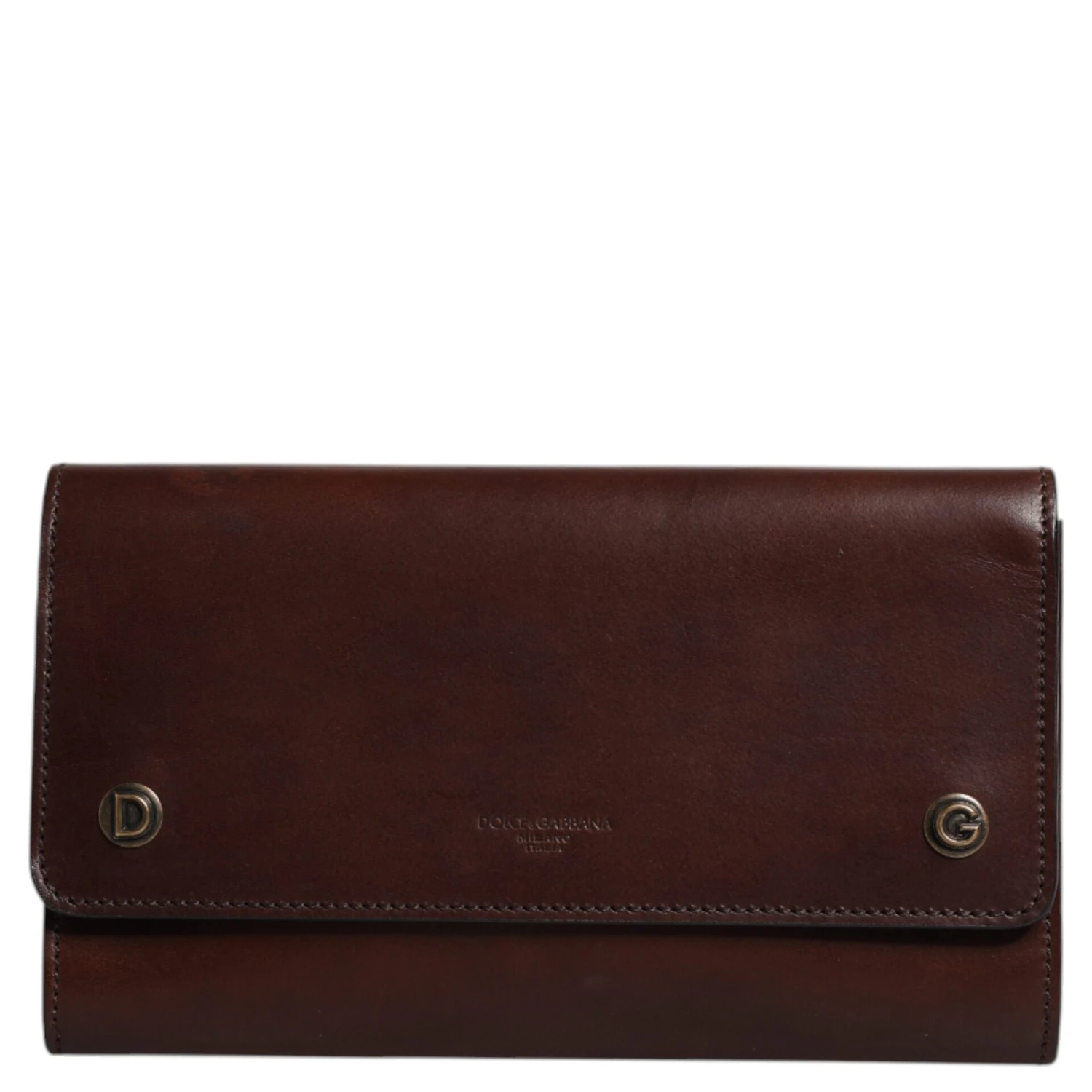 Brown Leather Logo Embossed Crossbody Bag
