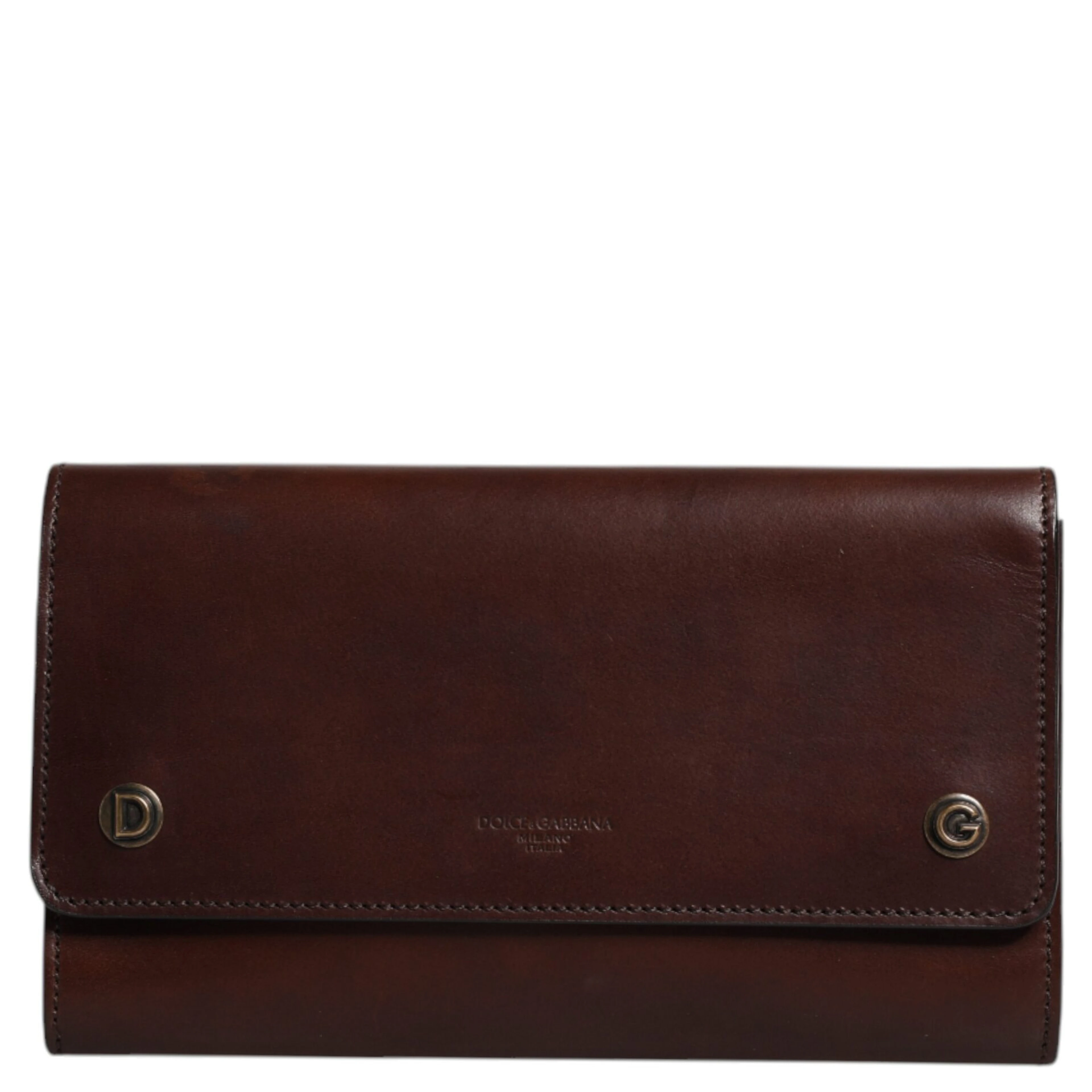 Brown Leather Logo Embossed Crossbody Bag
