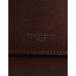 Brown Leather Logo Embossed Crossbody Bag