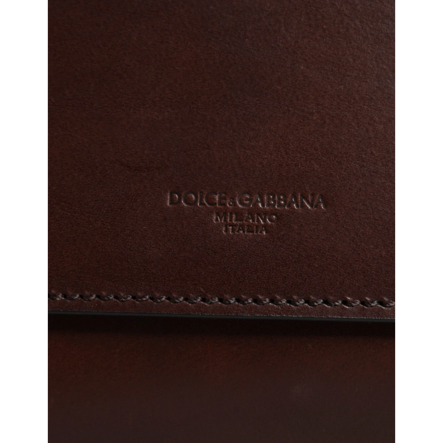 Brown Leather Logo Embossed Crossbody Bag