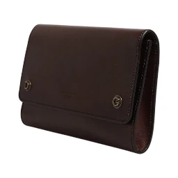 Brown Leather Logo Embossed Crossbody Bag