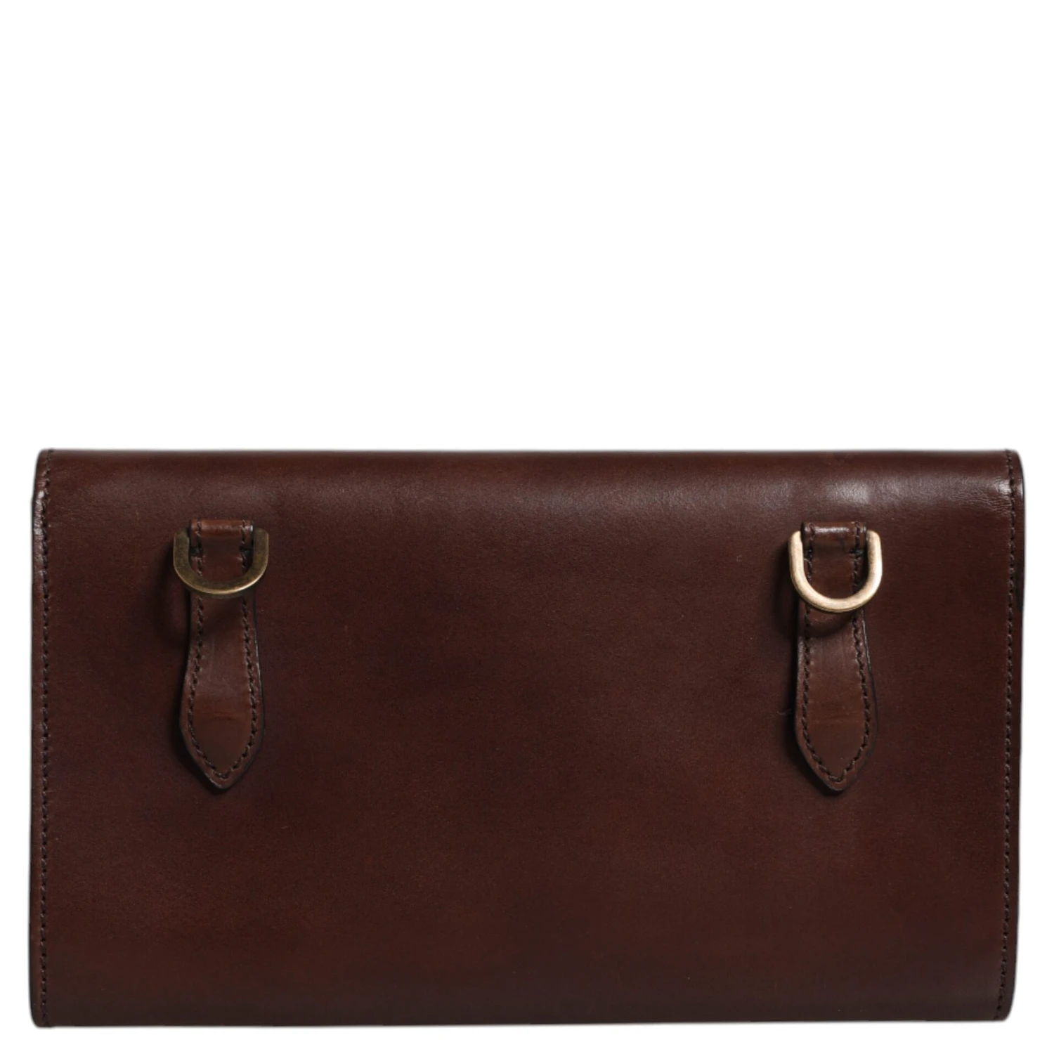 Brown Leather Logo Embossed Crossbody Bag