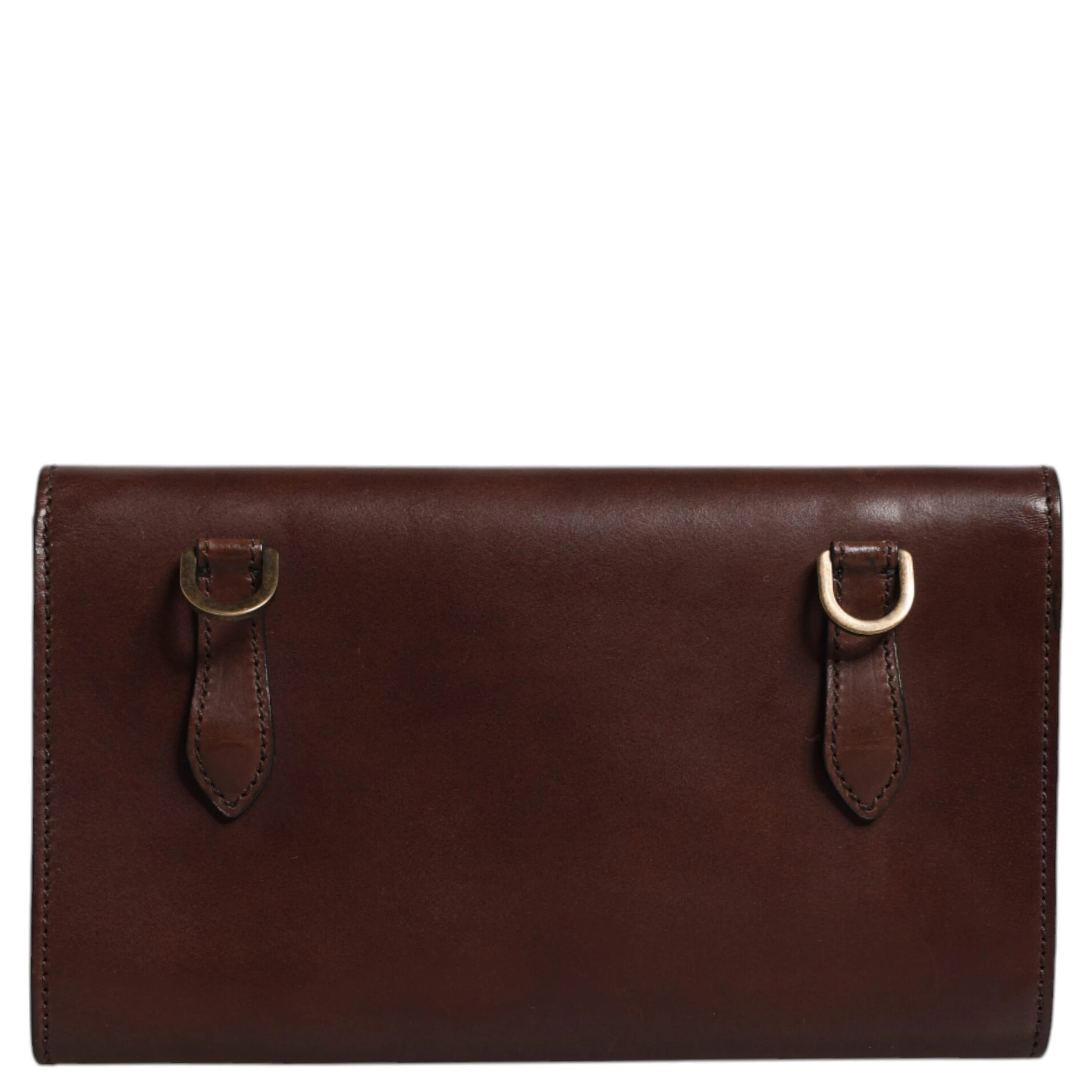 Brown Leather Logo Embossed Crossbody Bag