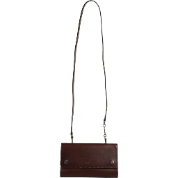 Brown Leather Logo Embossed Crossbody Bag