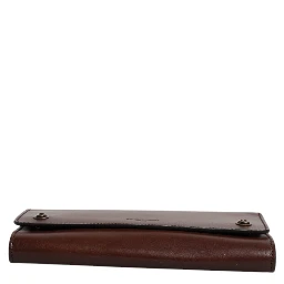 Brown Leather Logo Embossed Crossbody Bag