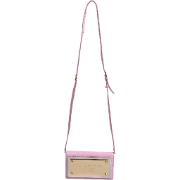 Pink Exotic Leather Logo Plaque Crossbody Bag