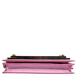 Pink Exotic Leather Logo Plaque Crossbody Bag