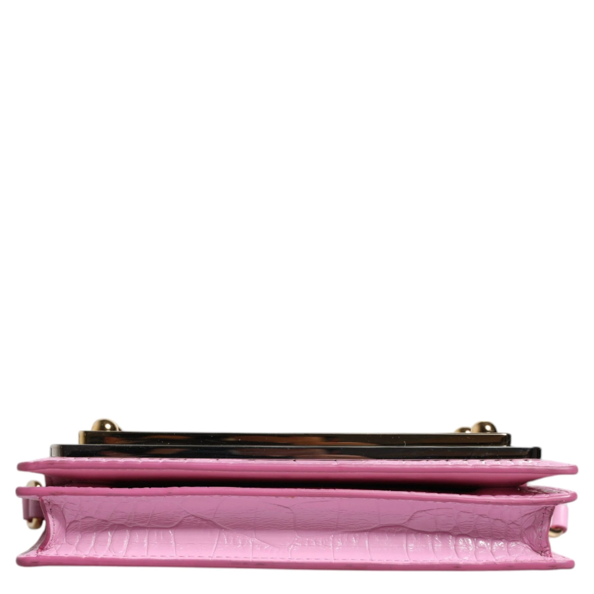 Pink Exotic Leather Logo Plaque Crossbody Bag