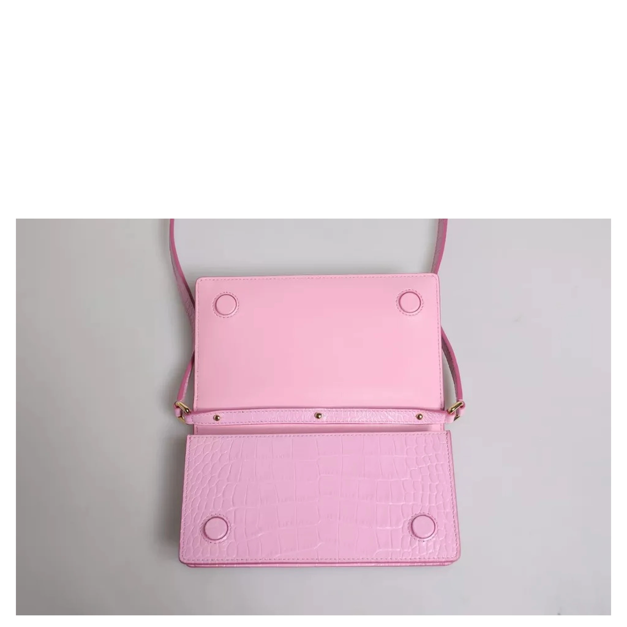Pink Exotic Leather Logo Plaque Crossbody Bag