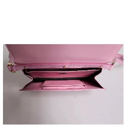Pink Exotic Leather Logo Plaque Crossbody Bag