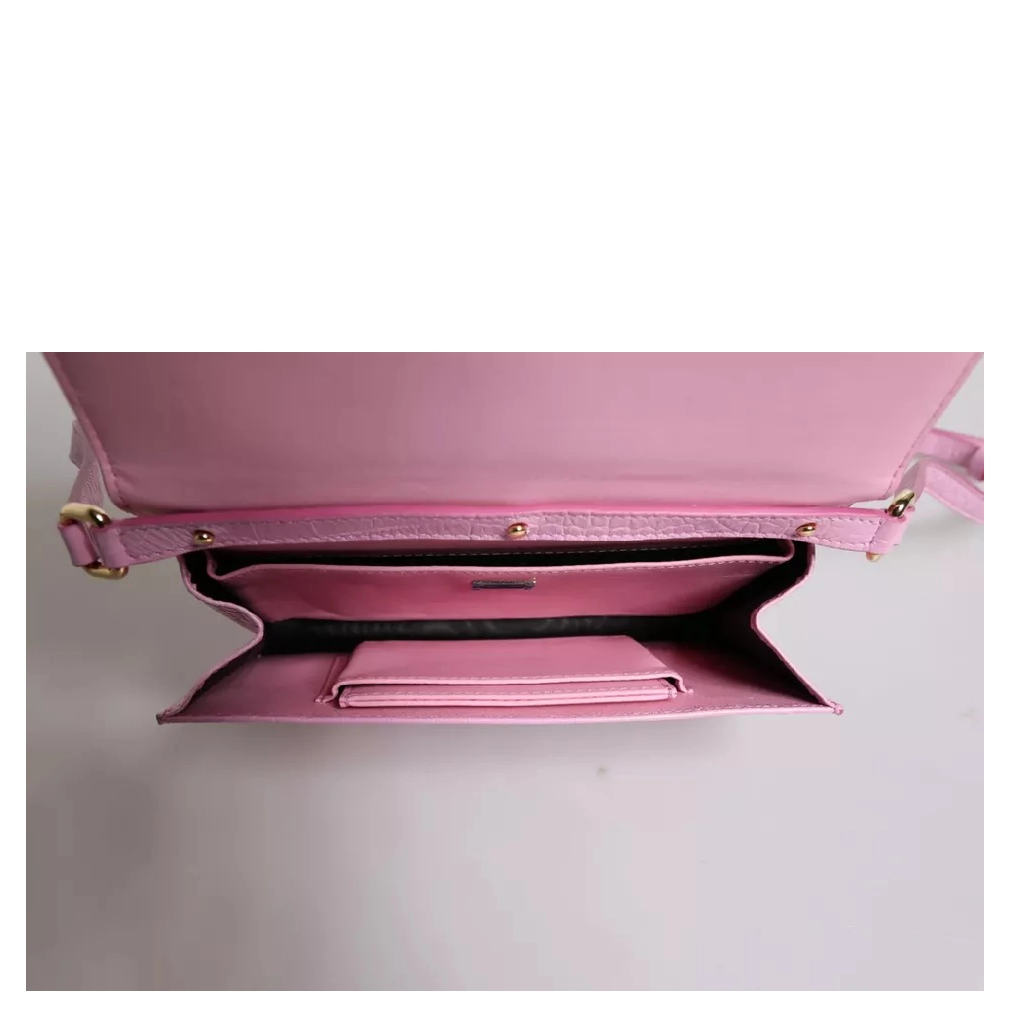Pink Exotic Leather Logo Plaque Crossbody Bag