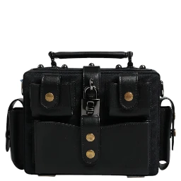 Black Leather Crossbody Top Handle Bag