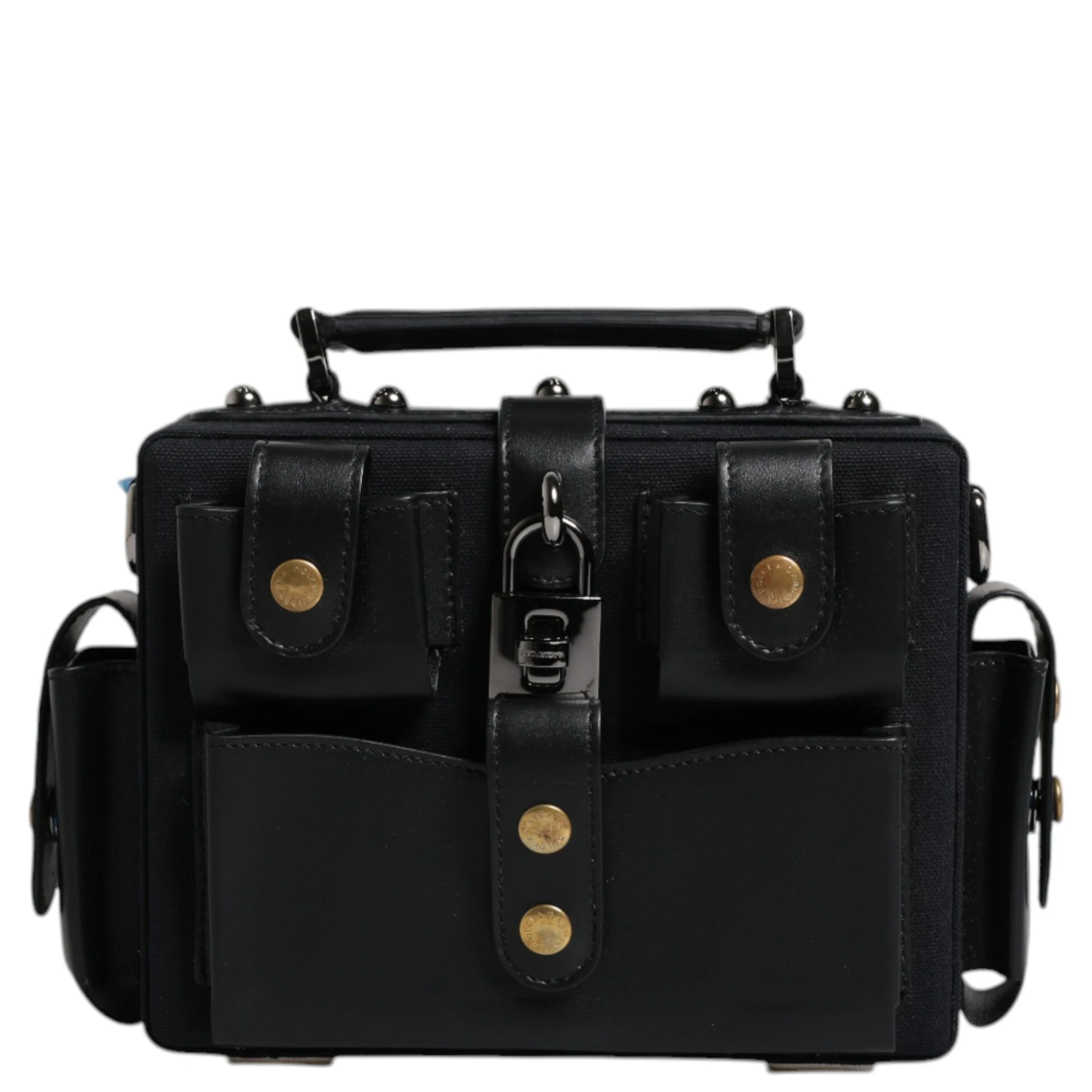 Black Leather Crossbody Top Handle Bag
