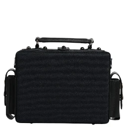 Black Leather Crossbody Top Handle Bag