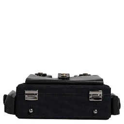 Black Leather Crossbody Top Handle Bag