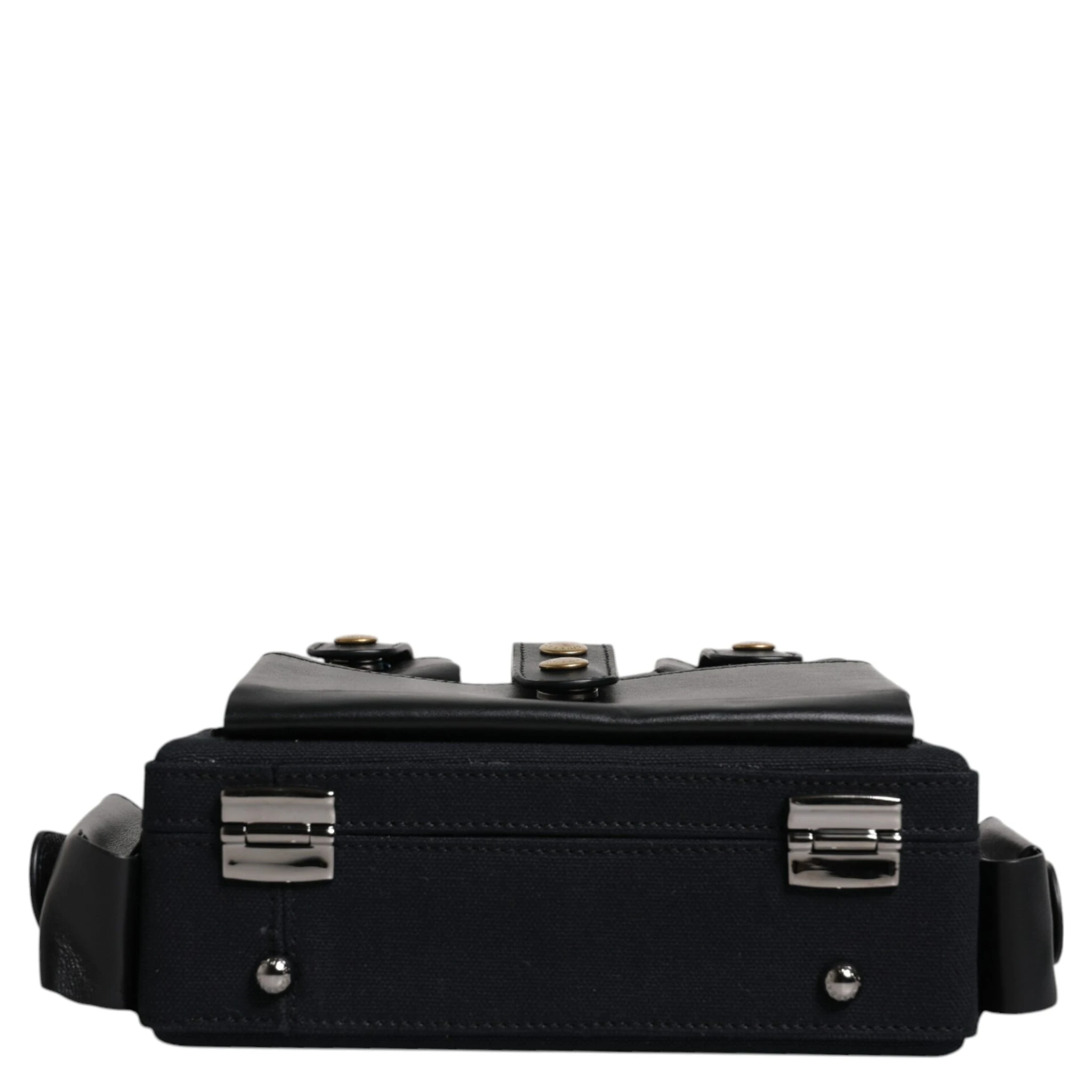 Black Leather Crossbody Top Handle Bag