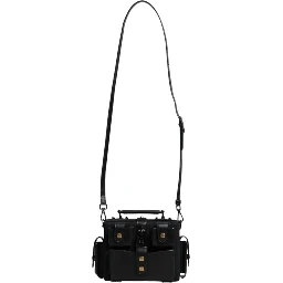 Black Leather Crossbody Top Handle Bag