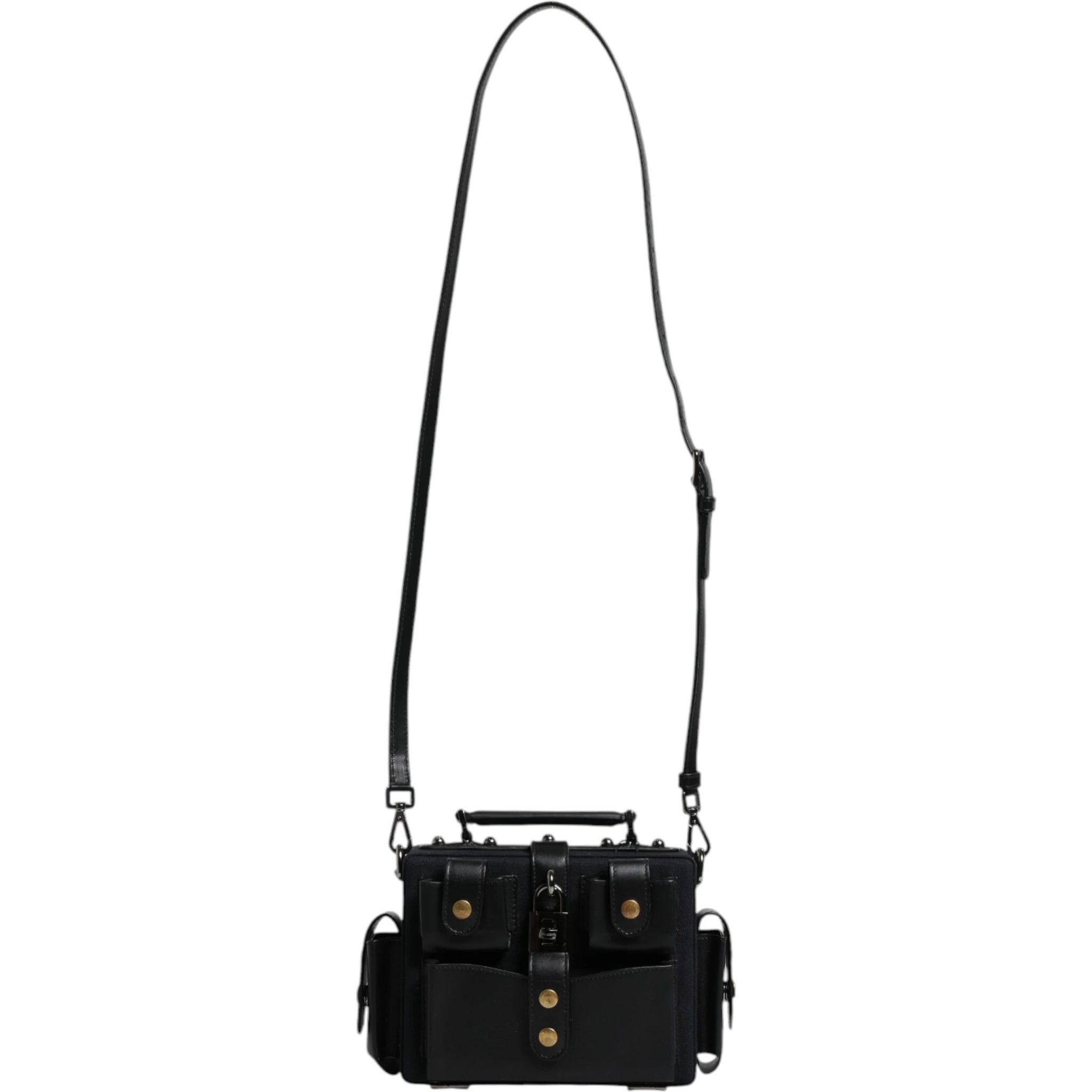Black Leather Crossbody Top Handle Bag