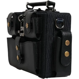 Black Leather Crossbody Top Handle Bag