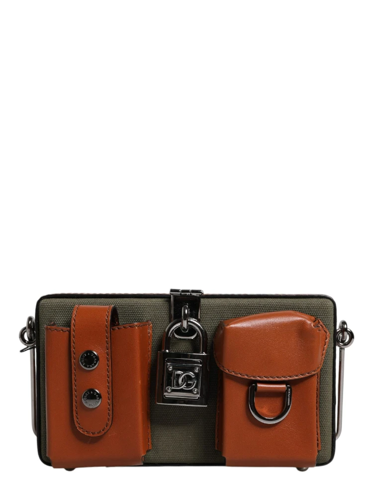 Green Brown Leather Clutch Purse Bag