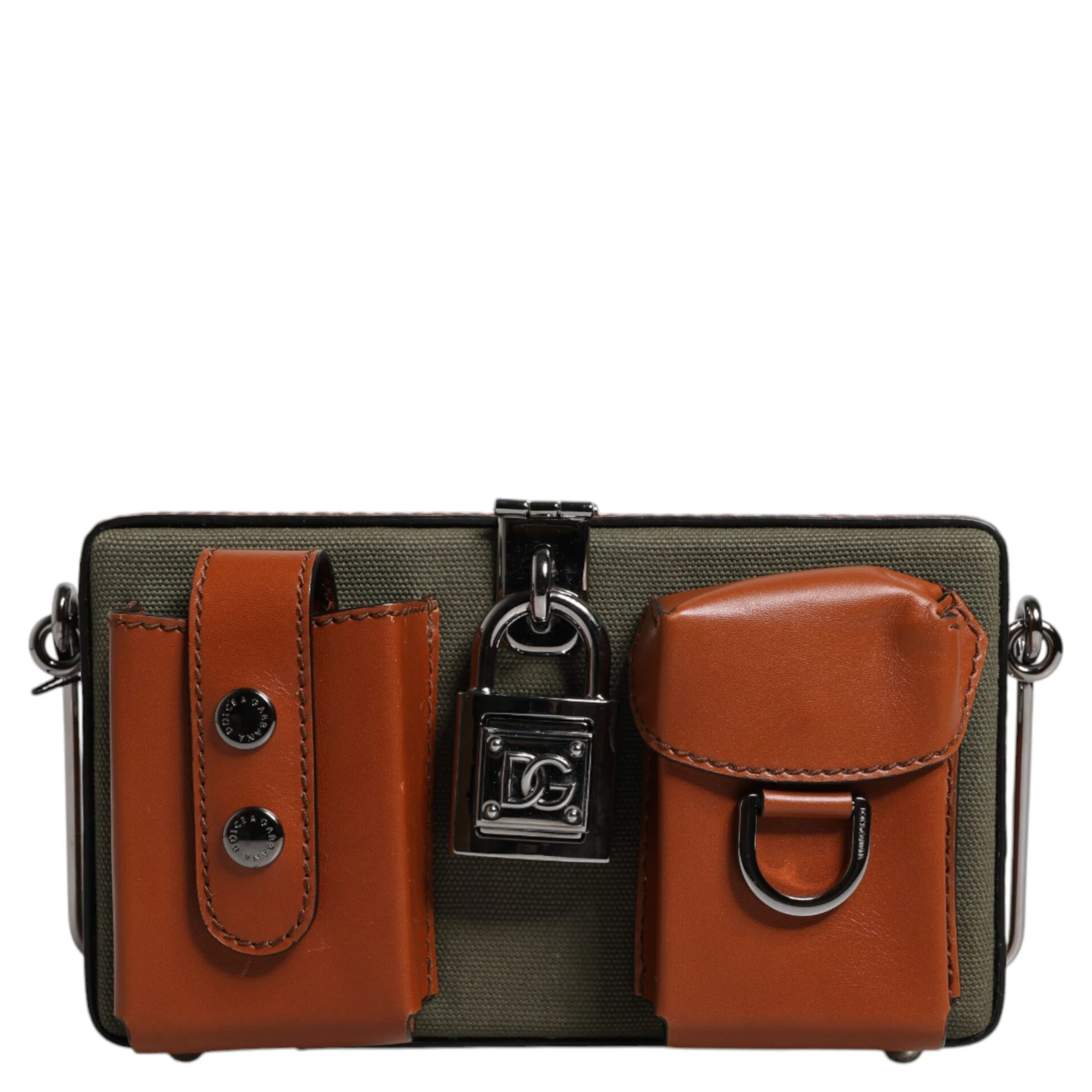 Green Brown Leather Clutch Purse Bag