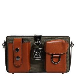 Green Brown Leather Clutch Purse Bag