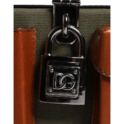 Green Brown Leather Clutch Purse Bag