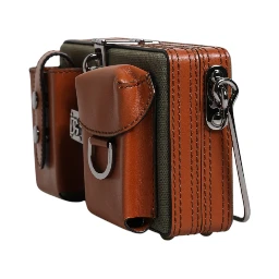 Green Brown Leather Clutch Purse Bag