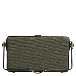 Green Brown Leather Clutch Purse Bag