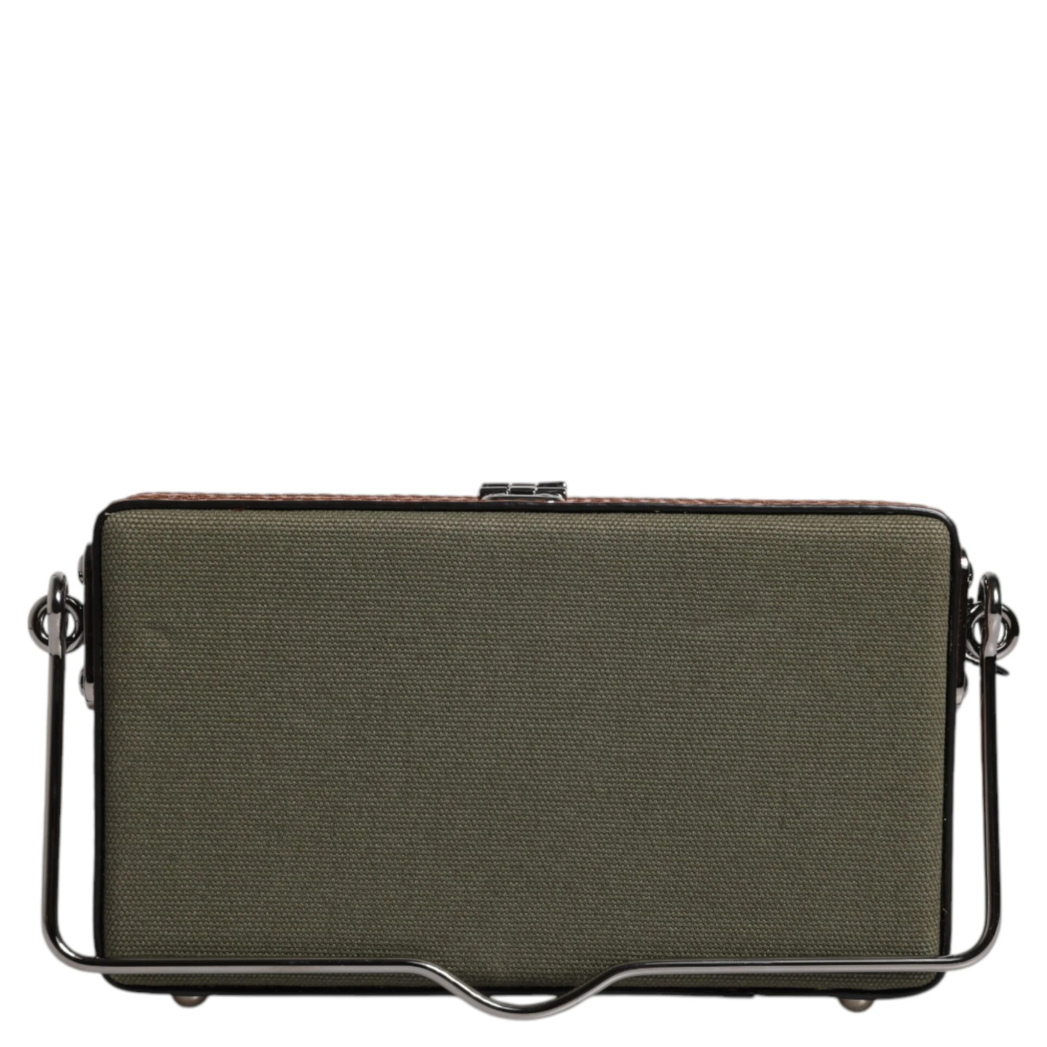 Green Brown Leather Clutch Purse Bag