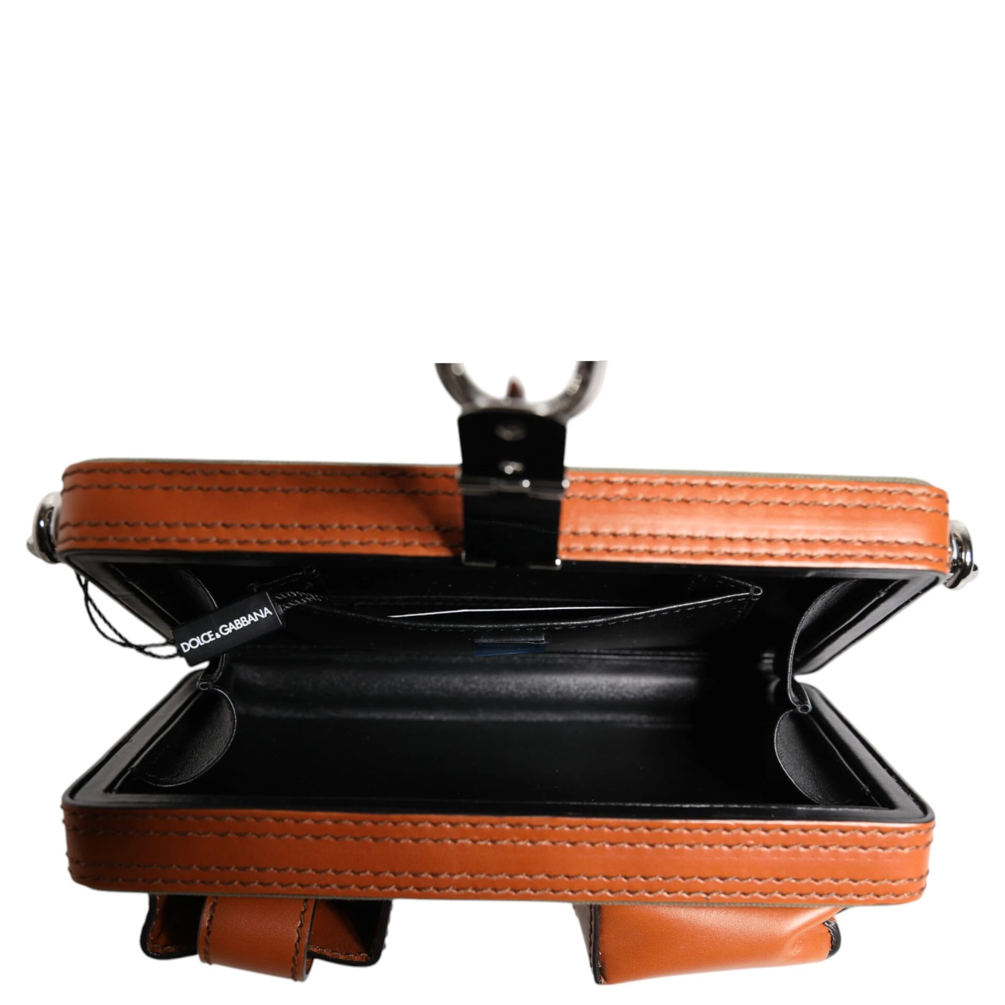 Green Brown Leather Clutch Purse Bag