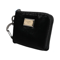 Black Nylon Logo Plaque Keyring Pouch Clutch Bag