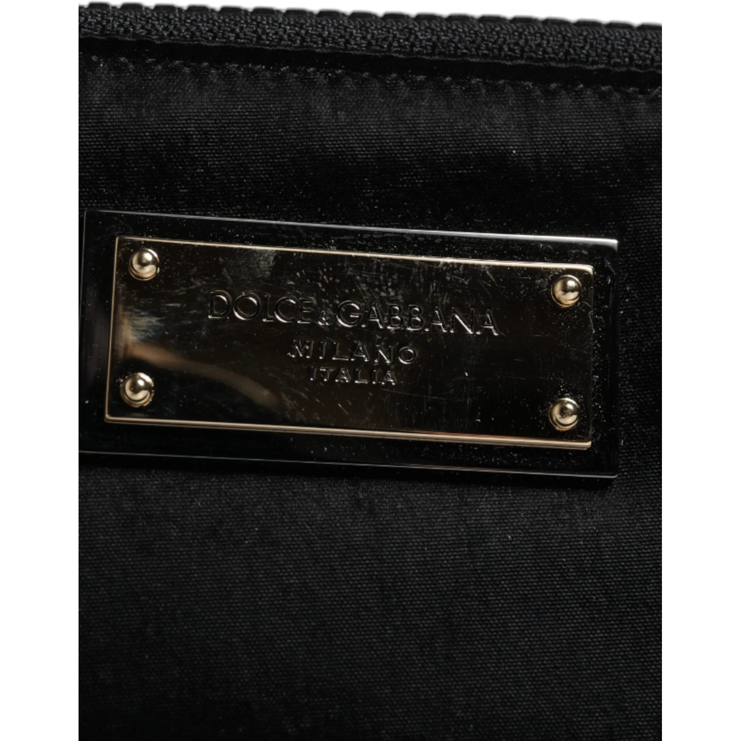 Black Nylon Logo Plaque Keyring Pouch Clutch Bag