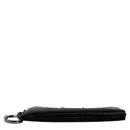 Black Nylon Logo Plaque Keyring Pouch Clutch Bag