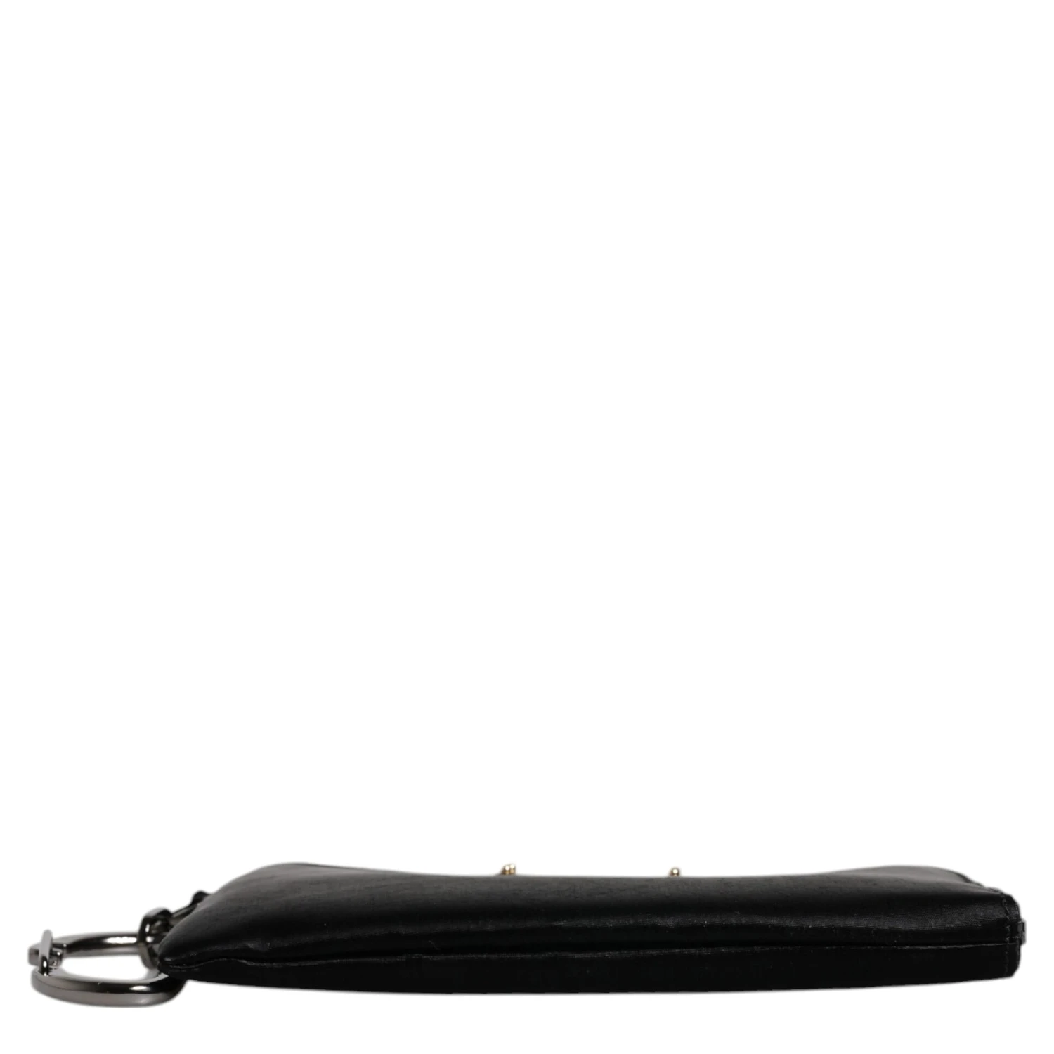 Black Nylon Logo Plaque Keyring Pouch Clutch Bag