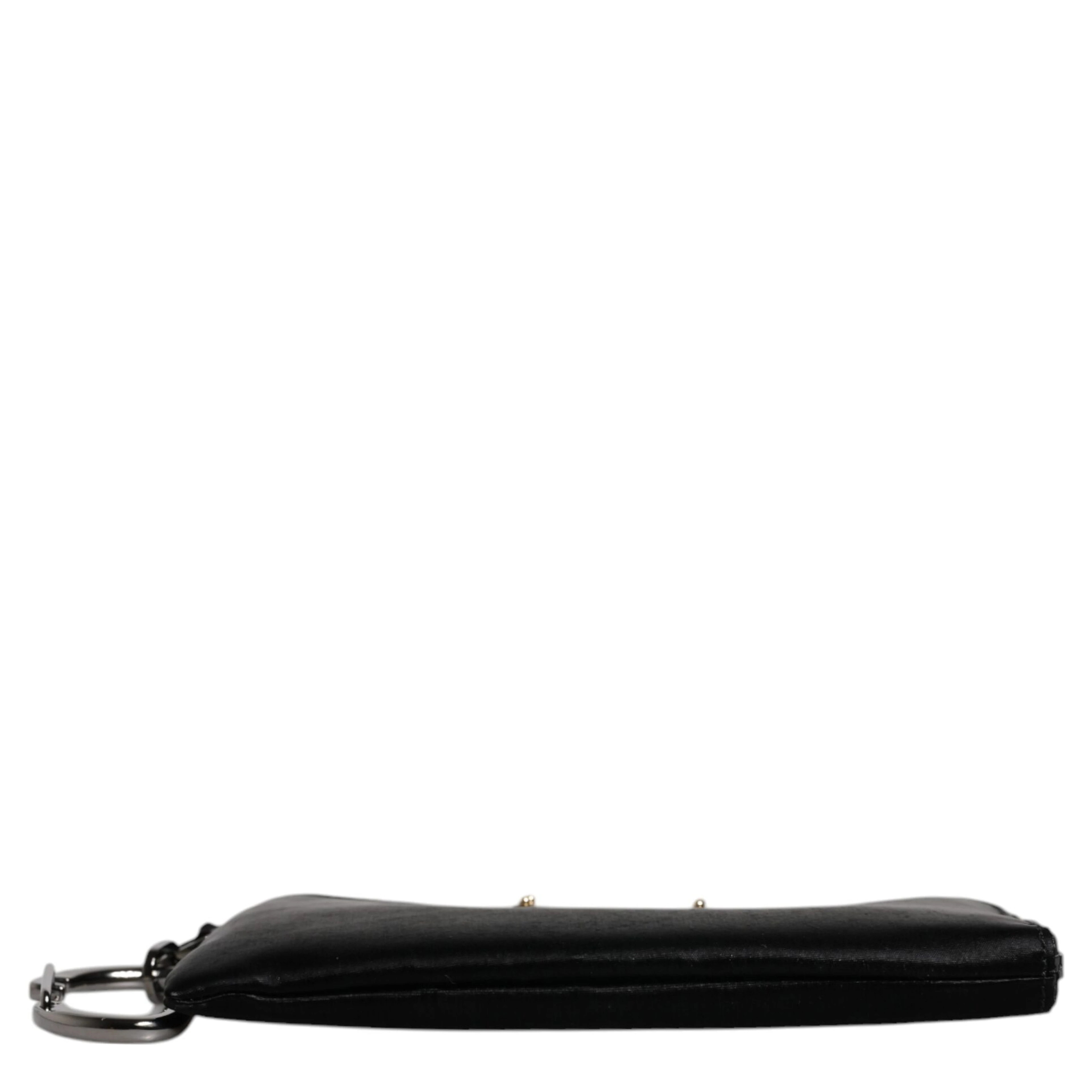 Black Nylon Logo Plaque Keyring Pouch Clutch Bag