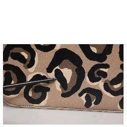 Beige DG Leopard Pattern Leather Crossbody Bag