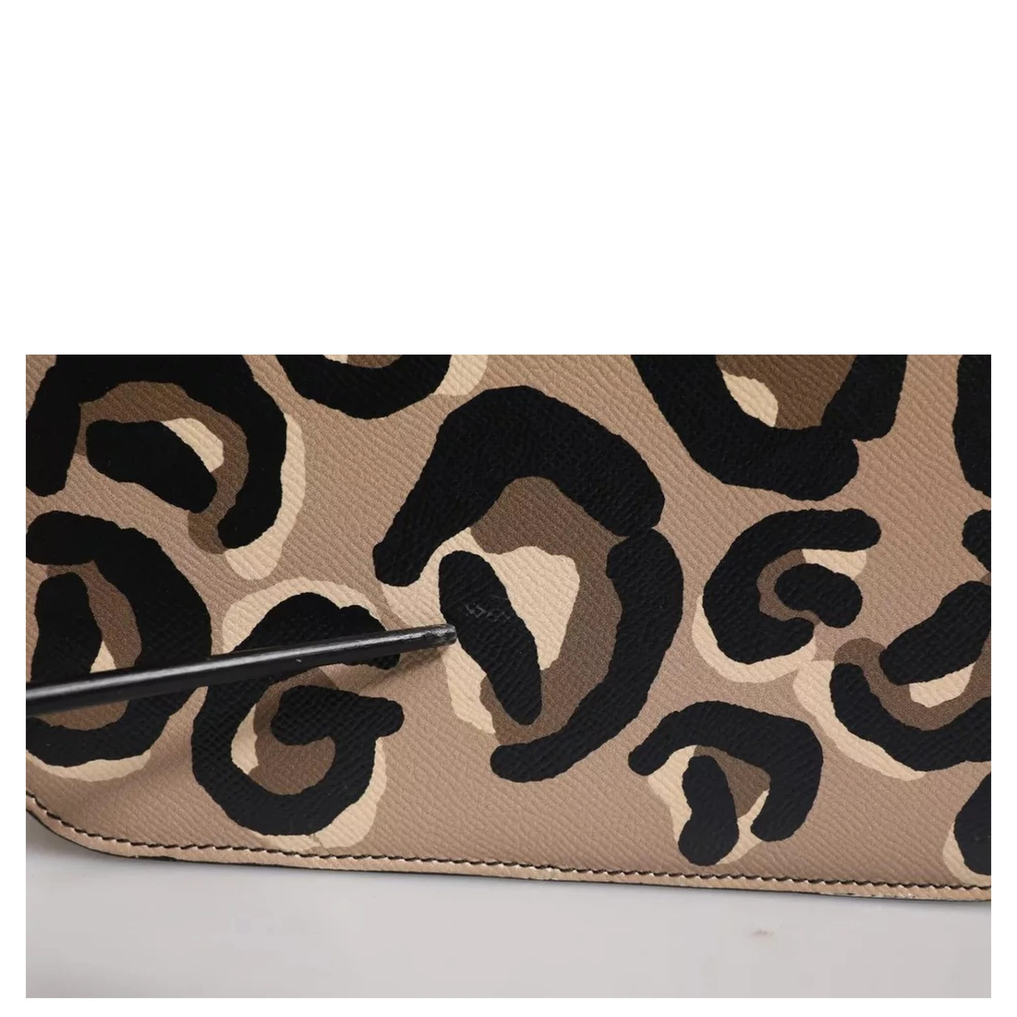 Beige DG Leopard Pattern Leather Crossbody Bag