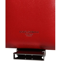 Red Leather Logo Zip Around Card Holder Wide Strap Wallet
