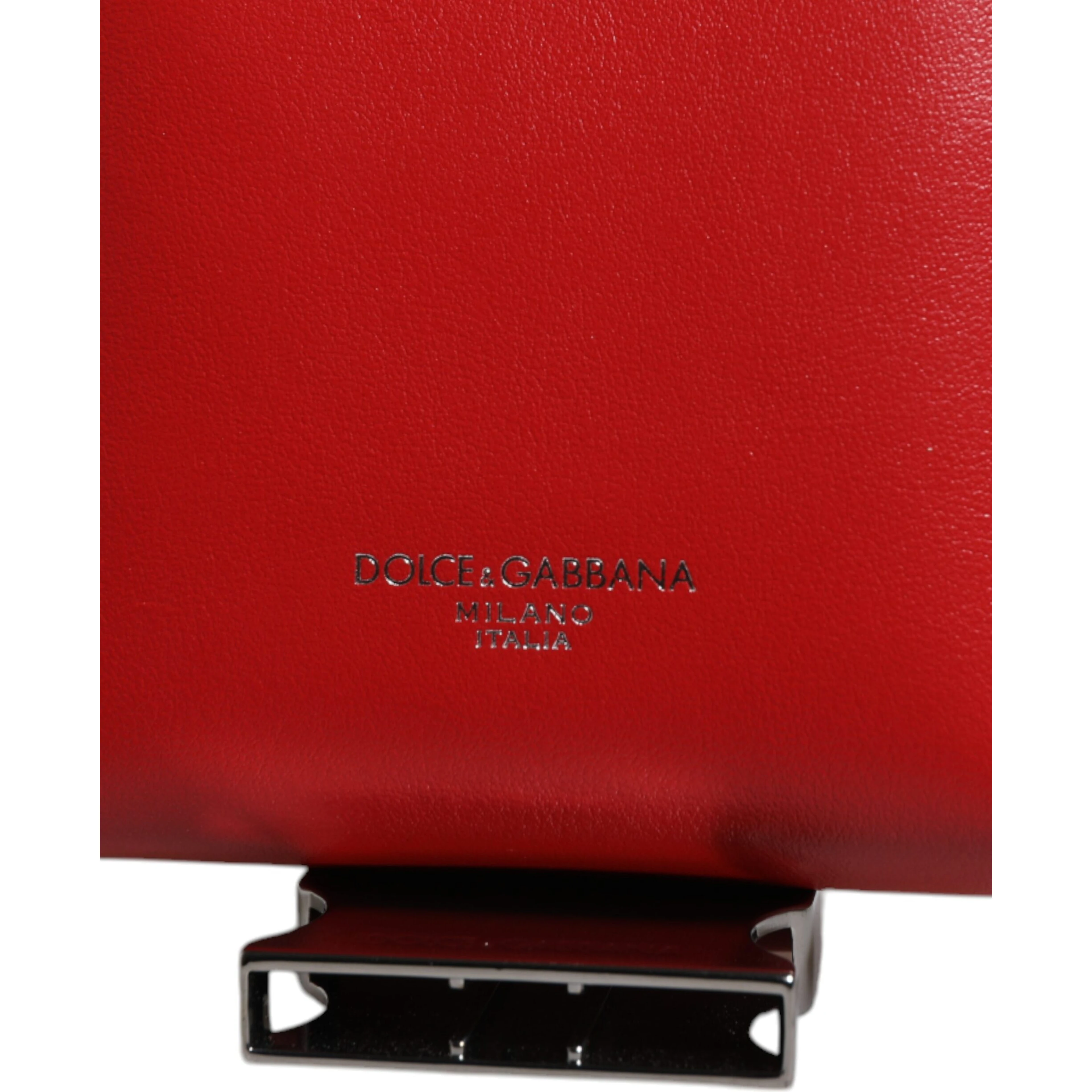 Red Leather Logo Zip Around Card Holder Wide Strap Wallet