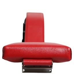 Red Leather Logo Zip Around Card Holder Wide Strap Wallet