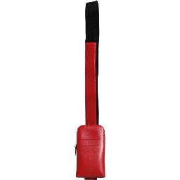 Red Leather Logo Zip Around Card Holder Wide Strap Wallet