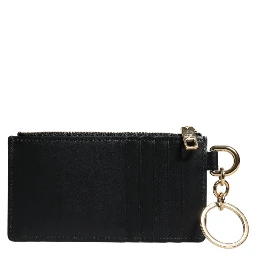 Black Calfskin Leather DG Logo Card Holder Wallet