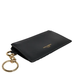 Black Calfskin Leather DG Logo Card Holder Wallet