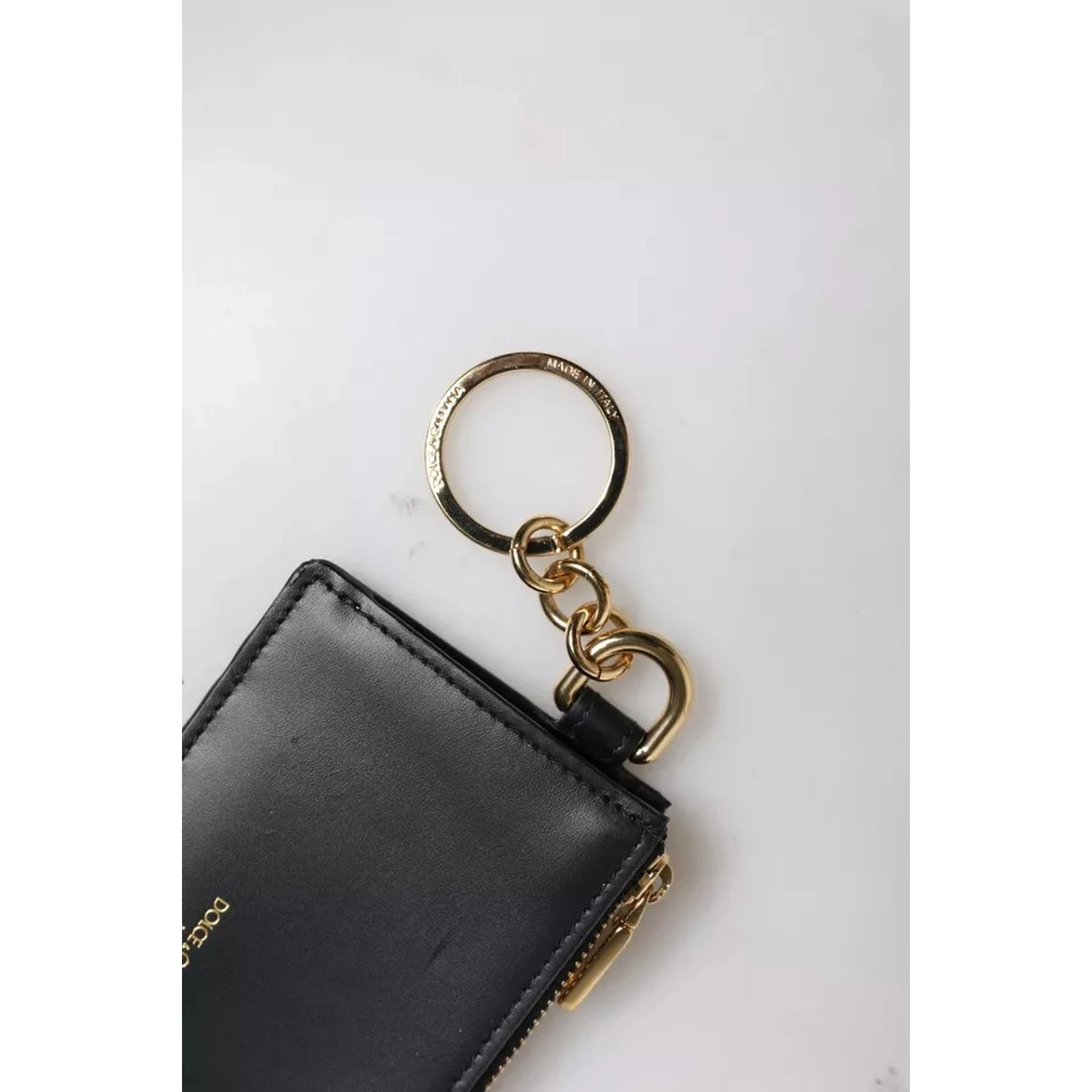 Black Calfskin Leather DG Logo Card Holder Wallet