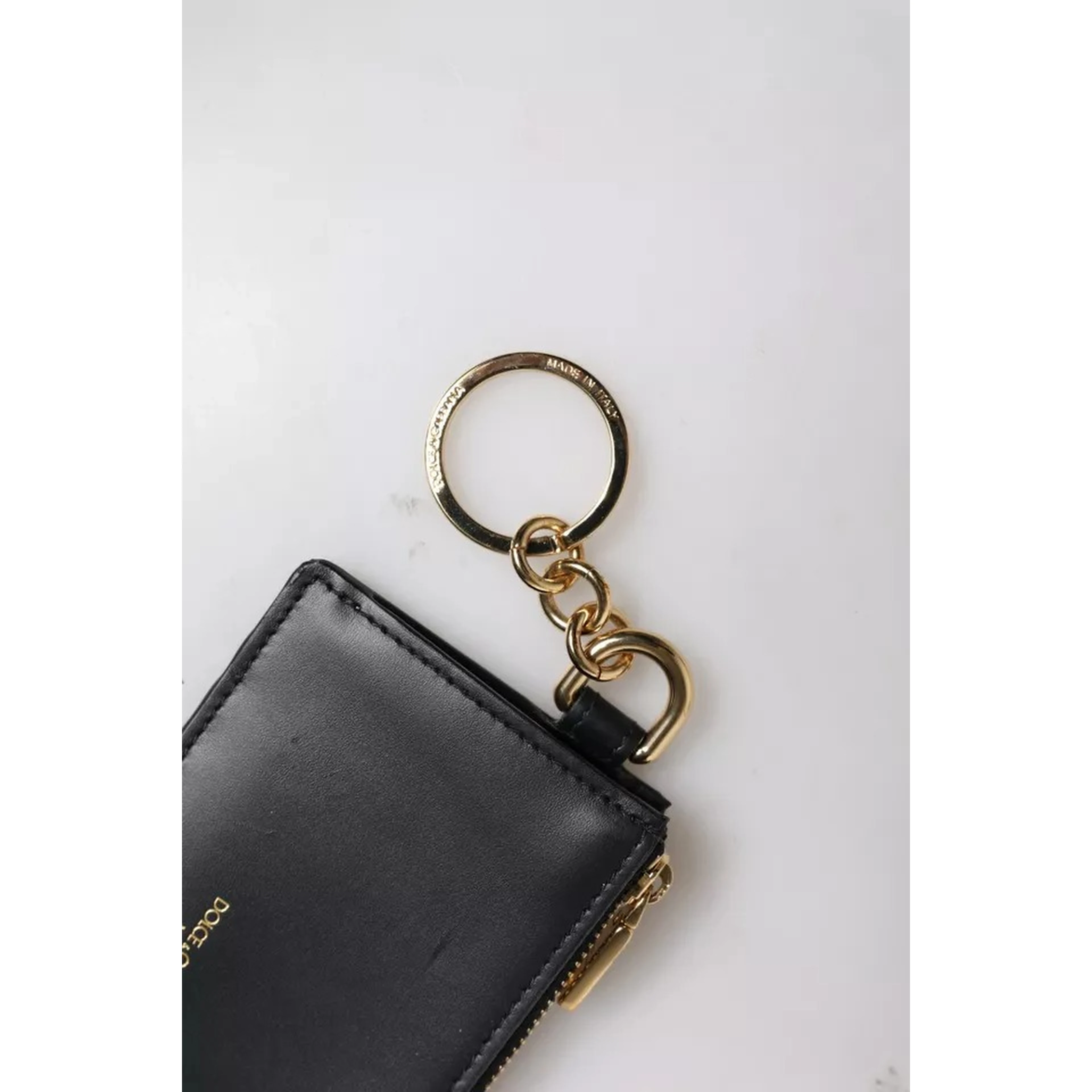 Black Calfskin Leather DG Logo Card Holder Wallet